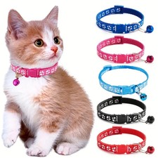Colorful Pattern Adjustable Cat Collar with Bell for Kittens Pet Accessories