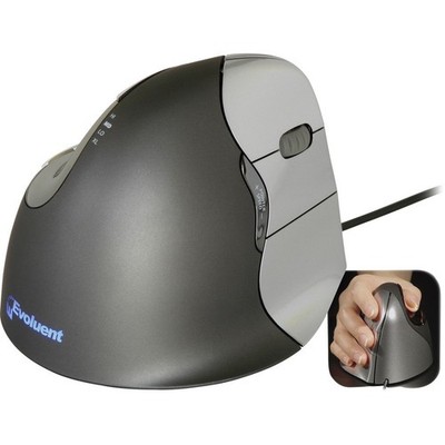 Evoluent Vertical Mouse 4 VM4R  Ergonomische Maus USB   Optisch Schwarz, Silb...