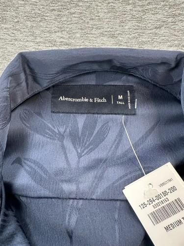 Abercrombie & Fitch Hemd Herren Medium Tall Blau Hawaii Blumen Urlaub NEU - Bild 6 von 7