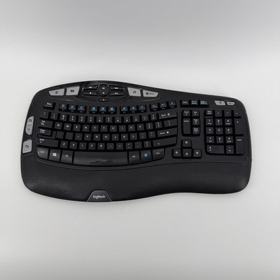 Logitech K350 Wireless Wave Keyboard Ergonomic Black Media Keys R0053 NO DONGLE