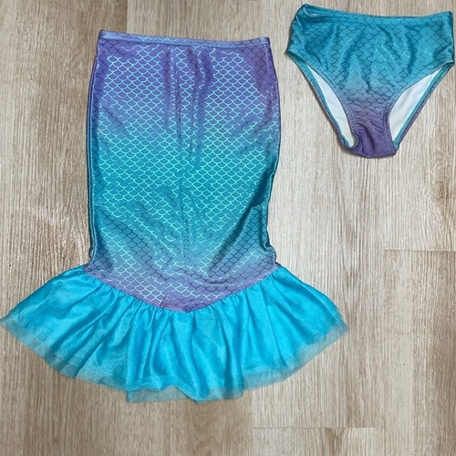 Disney Little Mermaid Ariel 3 Piece Swimsuit - Tail Skirt, top & bottoms all 4T - Picture 5 of 10