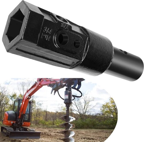 Heavy Duty Auger Bit Adapter Conversion 2 inch female Hex to 2-9/16" Male Round