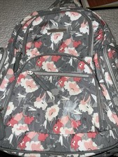 Baby Diaper Backpack Bag Bananafish Studio Pink Grey White Floral Insulated EUC
