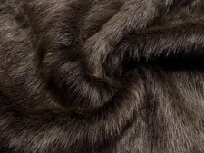 Super Luxury Faux Fur Fabric Material SUEDE BACKED DARK BROWN