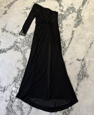 Ieena For Mac Duggal Dress Womens Size 6 Black Off One Shoulder Sequin Cuff Maxi