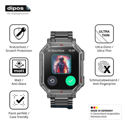 6x Schutzfolie matt für Mingdaln 2.01 GPT Smartwatch Displayschutzfolie Folie