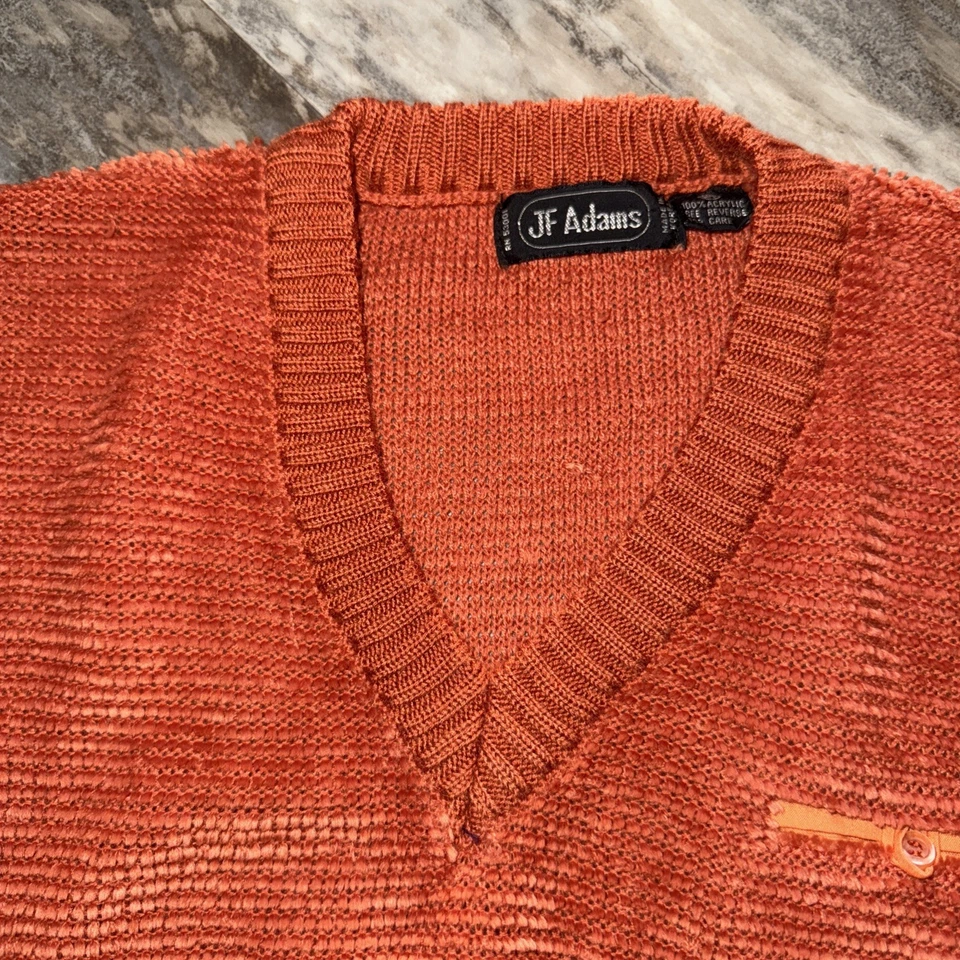 Camisa De Colección Disco JF Adams Para Mujer Acrílico Óxido Naranja Texturizada Manga Larga Leer Foto 3 de 4