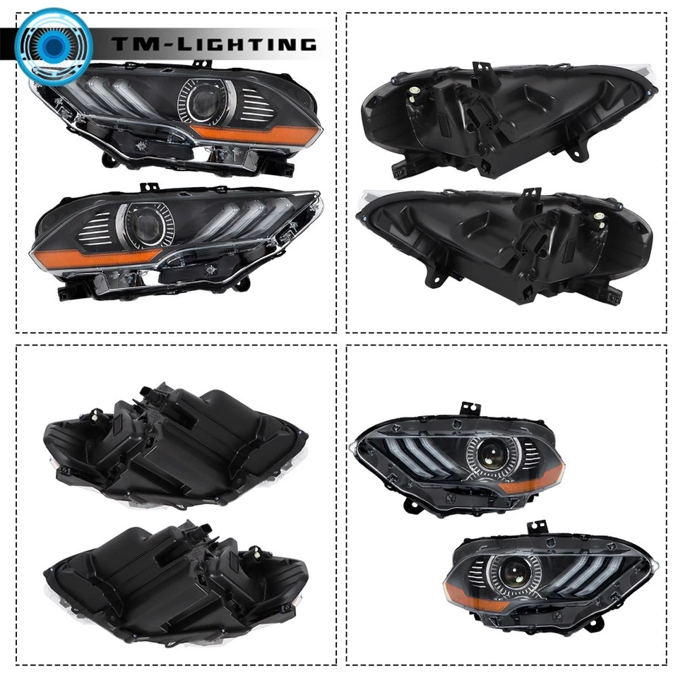 Пара полностью светодиодных прожекторных фар головного света с дневными ходовыми огнями для Ford Mustang 2018-2020 годов выпуска - Изображение 4 из 4