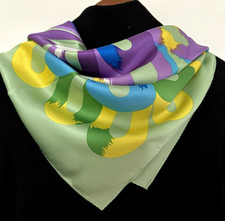 35"X35"Green Art Print Pure Mulberry Satin Silk 14momme Scarf 88x88cm6-15