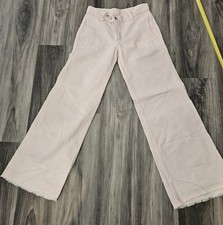 60s/70's Pink Low Rise Corduroy Women  s Bell Bottoms Raw Hem Vtg Sz 7 Talon Zip