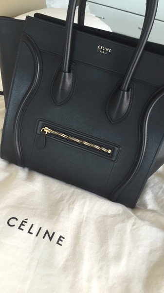 Celine Luggage Phantom Medium Black Smooth Calf Leather Tote Bag