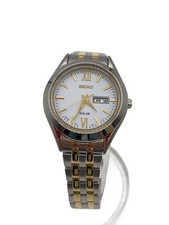 SEIKO Solar Watch Analog Stainless WHT SLV SS V138 0AD0