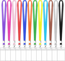12 Pack Cruise Lanyard with ID Card Holder Colorful Lanyard with Waterproof ID B