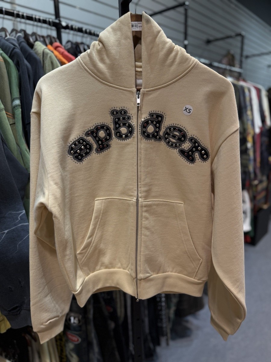 Sp5der Cream Stone Zip Up Hoodie Size (XS) 2026 100% Authentic