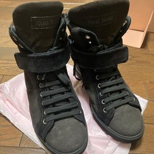 MIU MIU Sneakers Shoes High-Cut EU 36.5 US 6.5 Dark Brown Authentic