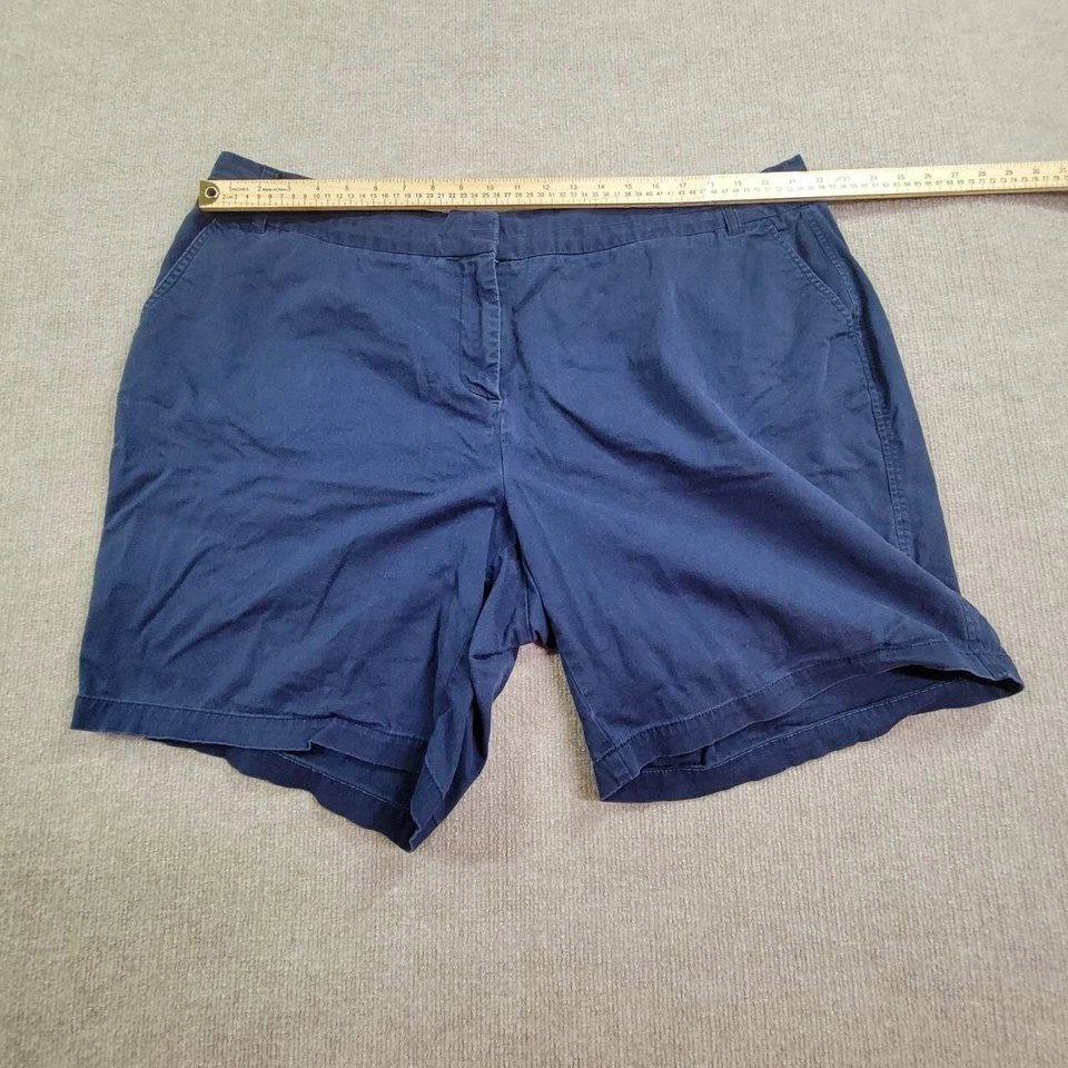 Pantalones Cortos Roz & Ali Para Mujer 22 Azul Chino Frente Plano Verano Informal Bolsillo tiro alto Foto 4 de 4