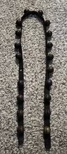 Antique Vintage Reindeer Sleigh Bells on Leather Strap 52" Long Christmas Brass
