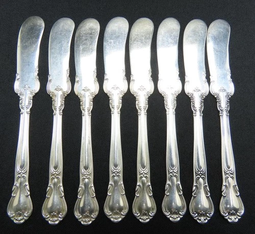 8 Gorham Chantilly Sterling Silver 5 7/8" Flat Handle Butter Spreaders 208g
