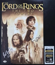ELIJAH WOOD & JED BROPHY SIGNED THE LORD OF THE RINGS: THE TWO TOWERS 12X18 JSA