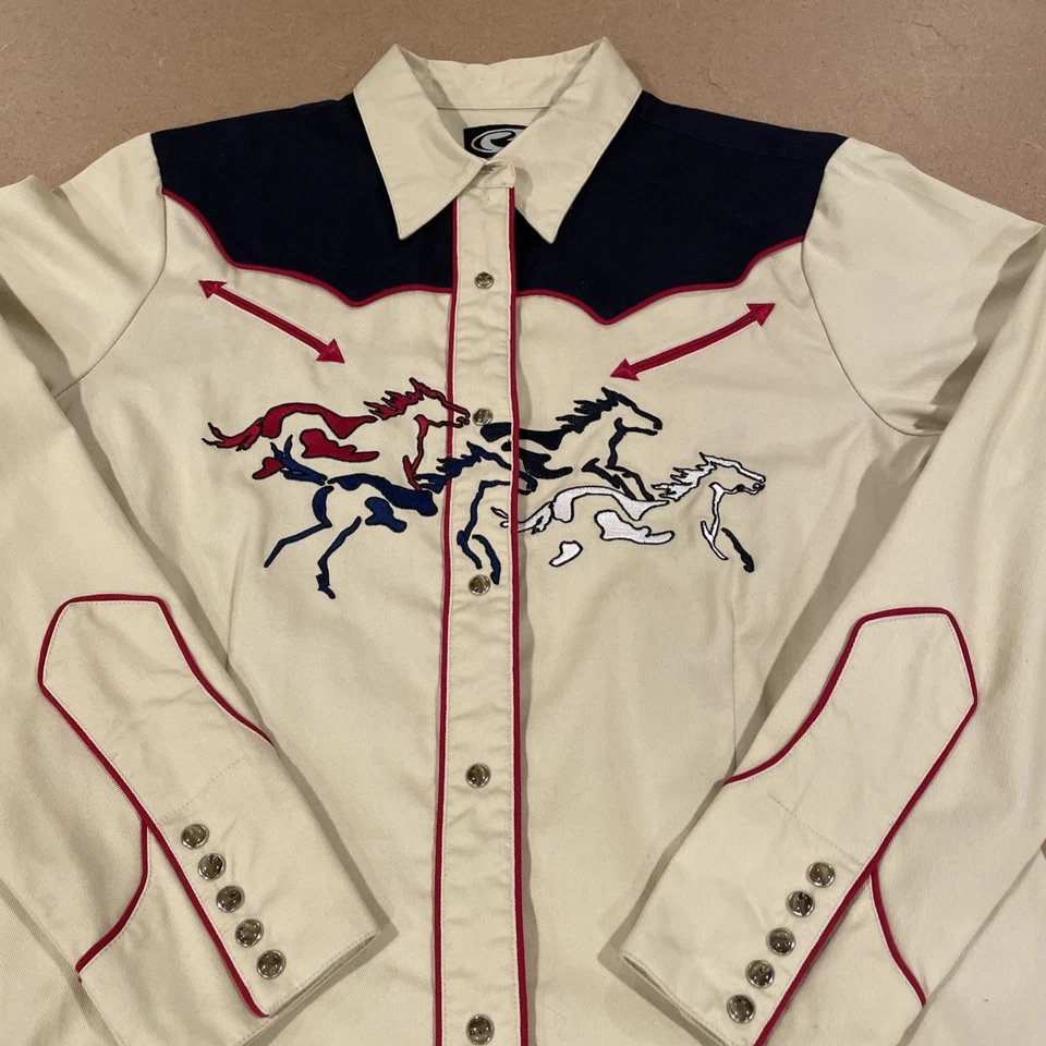 Camisa vaquera vintage Roper para mujer L bordada Rockabilly Rodeo Horses Foto 2 de 4