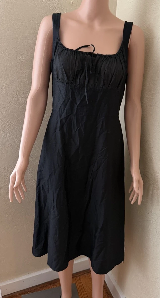 white and black linen dress Classic Linen Black White Maxi Dress Small / Black main image 0