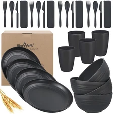 Wheat Straw Cutlery Set,, Holds 4 Kitchen Plates 28 pcs.