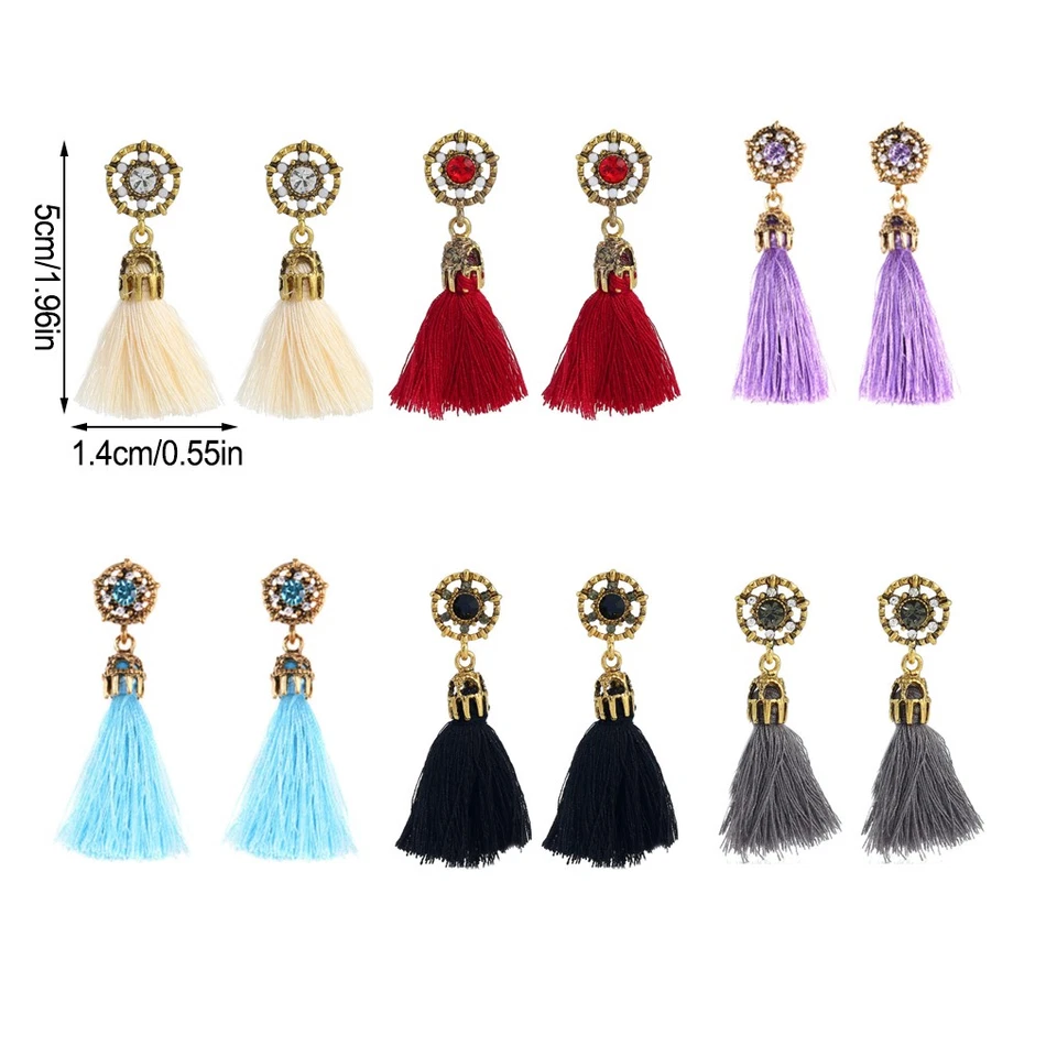 1/2/3 Long Tassel Earrings Retro Baroque for Palace Ear Ring Fashionable Woman - Image 2 of 4