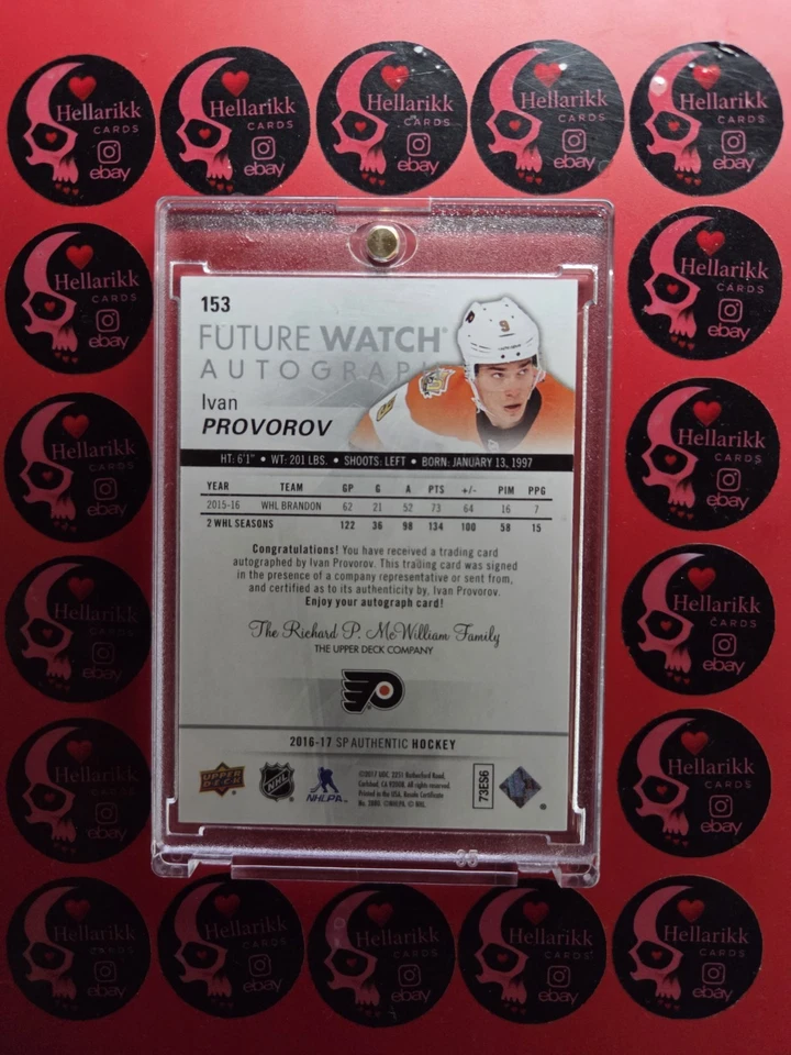 2016-17 Ivan Provorov SP Authentic Future Watch Auto /999 Auto #153 RC UD - Image 2 of 2