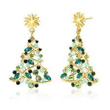 Christmas Earrings for Women Sparkling Crystal Xmas Tree Dangle Earrings Holi...