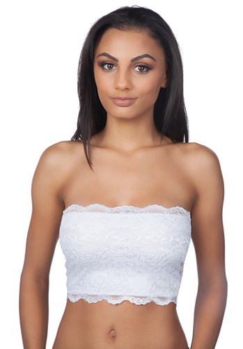 Color Story Women's Strapless Lined Lace Layering Bandeau Bra Crop Top - Picture 13 of 13