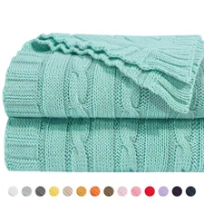 100% Cotton Chunky Cable Knit Throw Blanket Premium Quality Ultra Soft Warm