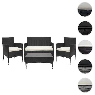 HEUTE-WOHNEN Poly-Rattan Garnitur HWC-F55, Balkon-/Garten-/Lounge-Set Sofa Sitzgruppe