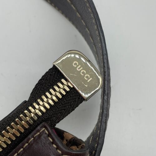 Gucci Hobo Bolso de Hombro Bolso de Mano Cresta Logo Cinta Cuero Marrón 181492 Auténtico - Imagen 18 de 24