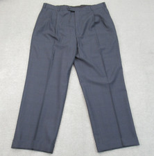 Vintage Brooks Brothers Pants Blue Wool Windowpane Pleated Cuffed Dress Trouser