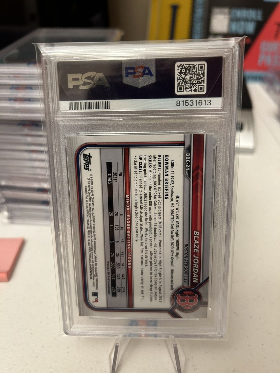 2022 Bowman Draft Sapphire Blaze Jordan Purple /10 PSA 9 Pop