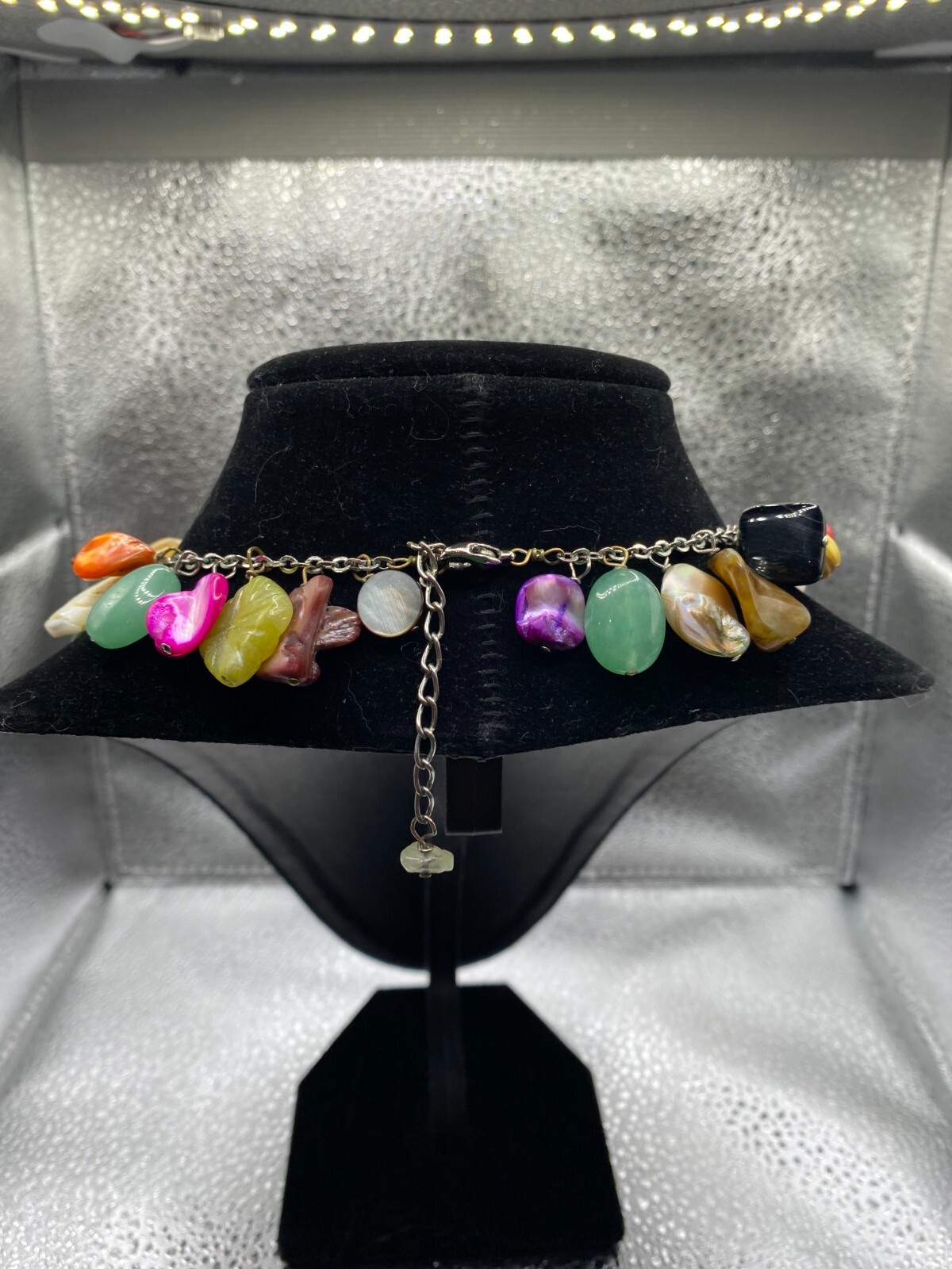 Multi-colored shell and stone necklace - image 3