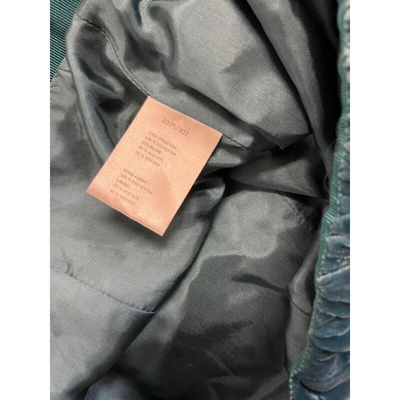 Falda midi reunida con delantal de terciopelo azul CARVEN 38 EE. UU. 8 Foto 4 de 4