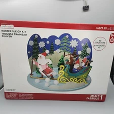 Winter Sleigh Santa Christmas Paper Activity 3D Kids Craft Kit New Sealed 