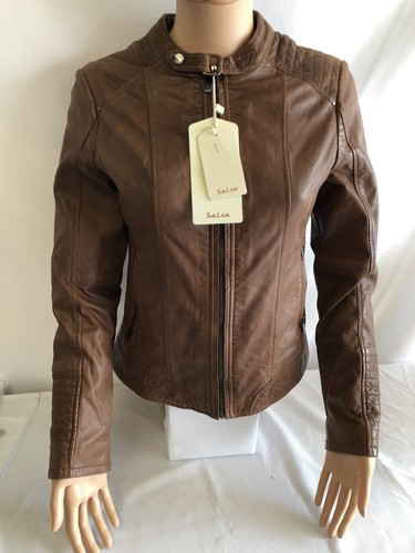 Chaqueta de Piel Mujer Salsa 100% Cuero TALLA S Color Marrón Nuevo | eBay
