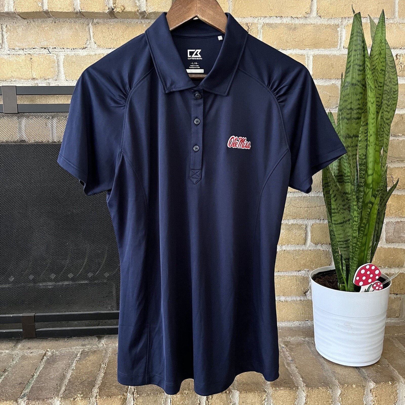 Ole Miss Rebels Womens Cutter & Buck DryTec Polo Shirt Blue Size Large