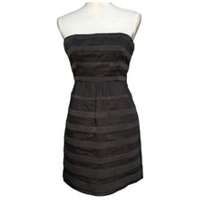 J Crew cocktail dress size 2 Ginny Rugby stripe strapless black with pockets