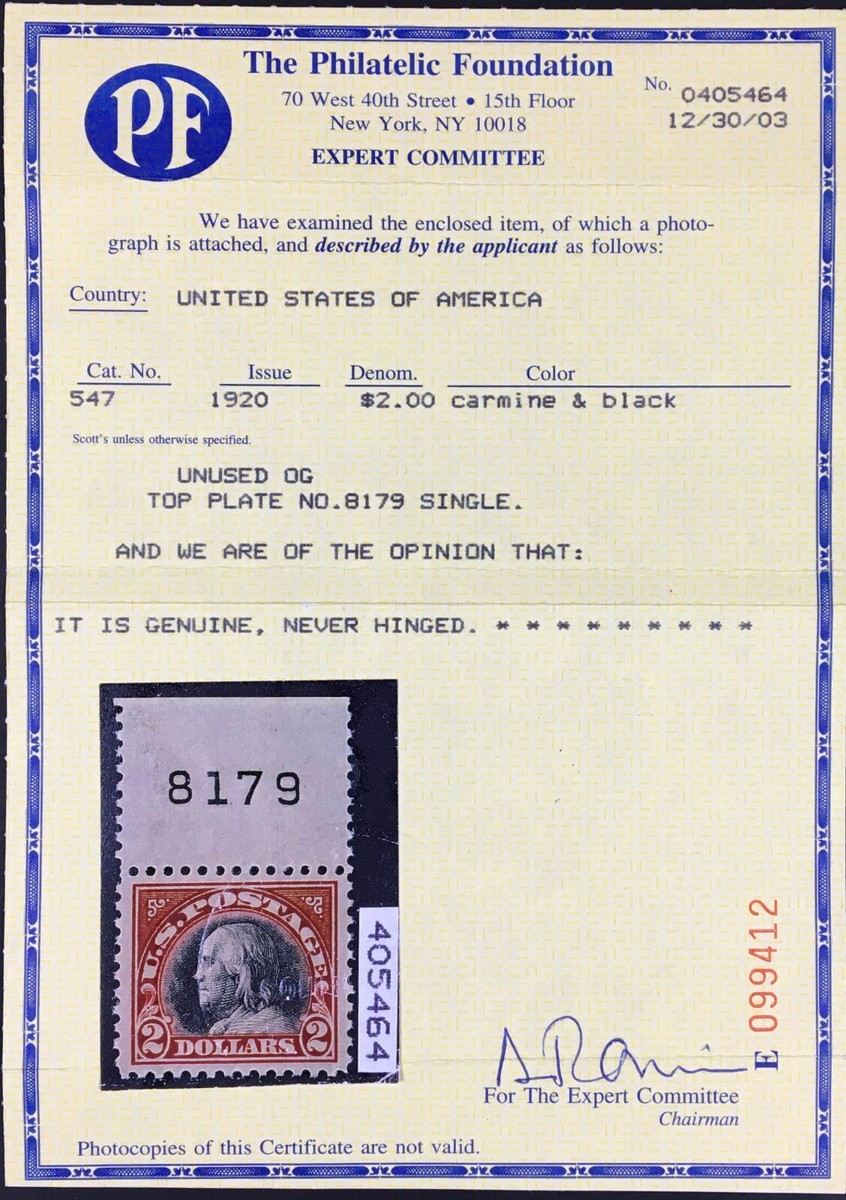 MOMEN: US #547 PLATE SINGLE MINT OG NH PSE GRADED CERT VF/XF-85