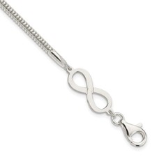 Sterling Silver Infinity Symbol Bracelet for Womens Mens 6.73gram L-7.5 in