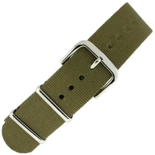 Nylon Watch Band One Piece Sport Green 18mm 20m Weekender Silver Buckle