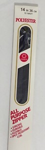 Coats & Clark ~ (F72-12-013) - All-purpose Polyester Navy Zipper - 14 Inch