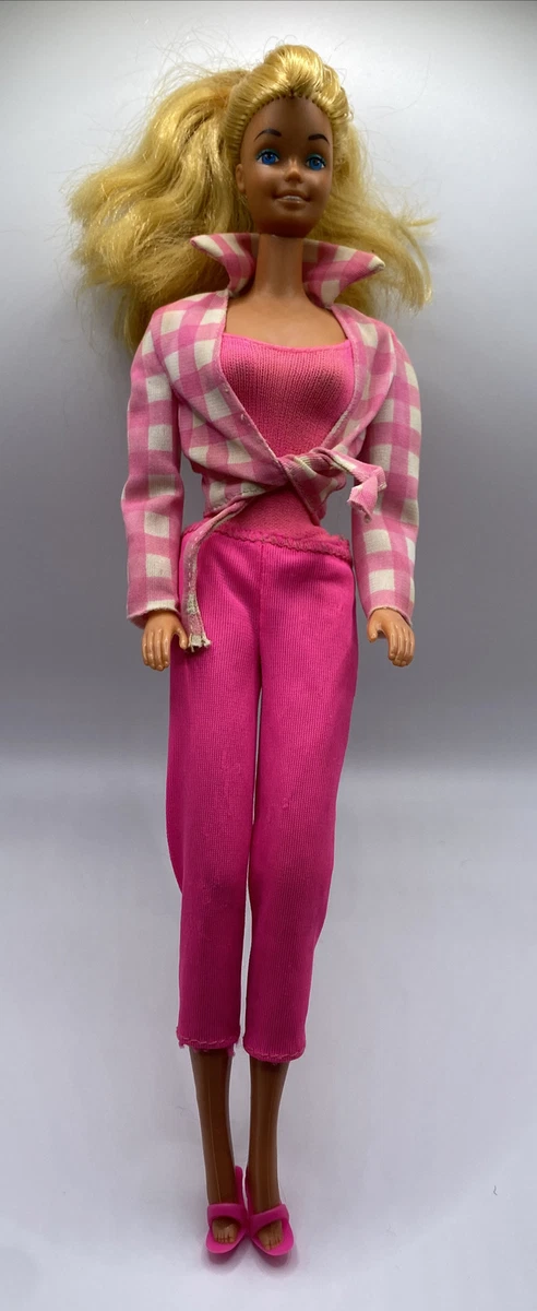 Vintage Twist N Turn blonde hair BARBIE Doll MATTEL 1966 pink workout clothes