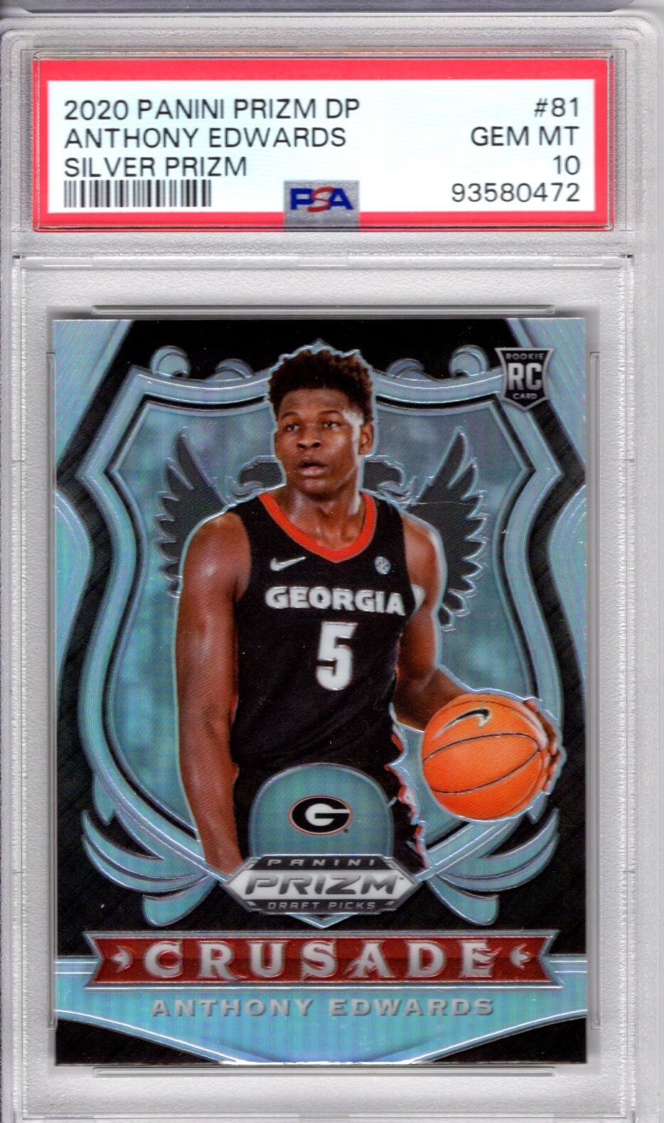 2020 Panini Prizm DP Anthony Edwards Silver Prizm PSA 10 GEM MINT # 81 RC Rookie