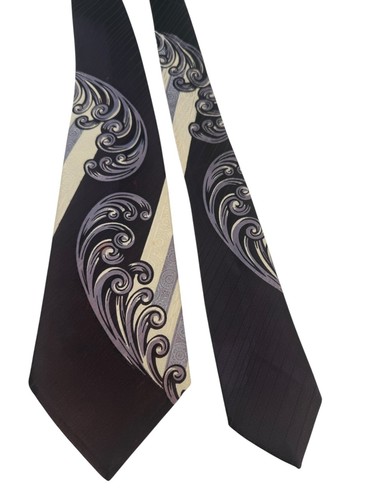 Vintage 1940s Tie Men's Neck Ties Swing Neckties 1930s Brown Wide Rayon 52X4" - Picture 7 of 10