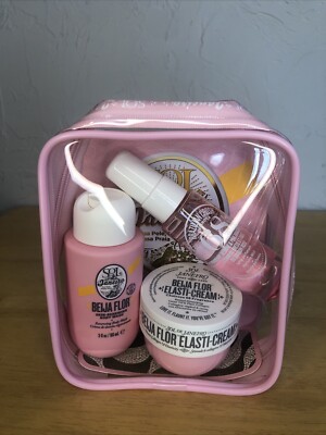 Sol de Janeiro BEIJA FLOR Jet Set 3pc Body Wash, Elasti-Cream, Mist + Bag NEW
