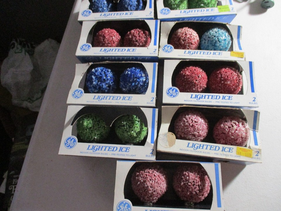 18 Vintage Christmas GE string Lights Snowball Lighted Ice C7 Working